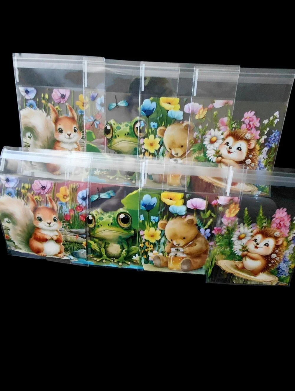 15ct. Self-Seal Recloseable Forrest Animals Print Treat/Jewelry Bags 3x5.